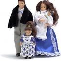 Image of Dollhouse Miniature 4Pc Victorian Doll Family, Brunette