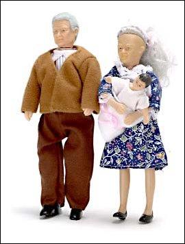 Image of Dollhouse Miniature 3Pc Grandparents/Baby