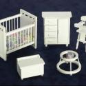 Image of Dollhouse Miniature White Nursery Set