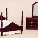 Image of Dollhouse Miniature Mahogany Bedroom Set