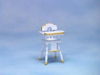 Image of Dollhouse Miniature White/Yellow High Chair
