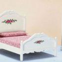 Image of Dollhouse Miniature White with Flowers Bedroom Set