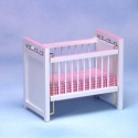 Image of Dollhouse Miniature White/Pink Crib