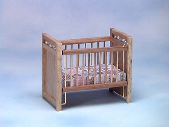 Image of Dollhouse Miniature Oak Crib