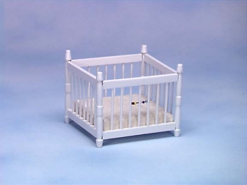 Image of Dollhouse Miniature White Playpen
