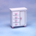 Image of Dollhouse Miniature White/Pink Chest of Drawers