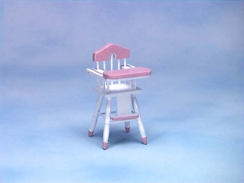 Image of Dollhouse Miniature White/Pink High Chair