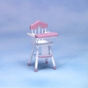 Image of Dollhouse Miniature White/Pink High Chair