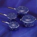 Image of Dollhouse Miniature Blue Enamel Cookware