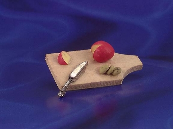 Image of Dollhouse Miniature Cutting Board with Cheese