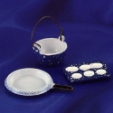 Image of Dollhouse Miniature Blue Spatter Cookware