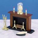 Image of Dollhouse Miniature Walnut Fireplace Set