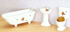 Image of Dollhouse Miniature Bear Bathroom Set