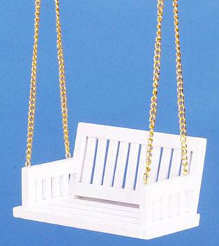 Image of Dollhouse Miniature White Porch Swing