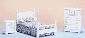 Image of Dollhouse Miniature White Bedroom Set