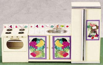 Image of Dollhouse Miniature Painted Kitchen Set