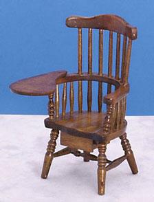 Image of Dollhouse Miniature Walnut Windsor Desk Chair
