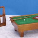 Image of Dollhouse Miniature Walnut Pool Table & Cue Stand Set