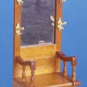 Image of Dollhouse Miniature Walnut Hall Mirror Chair