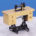 Image of Dollhouse Miniature Oak Sewing Machine