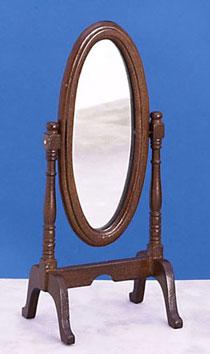 Image of Dollhouse Miniature Walnut Cheval Mirror