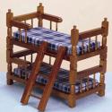Image of Dollhouse Miniature Walnut Bunk Bed w/Ladder