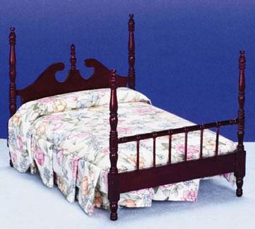 Image of Dollhouse Miniature Mahogany Four Poster Bed