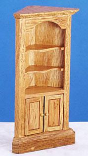 Image of Dollhouse Miniature Oak Corner Cupboard