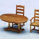 Image of Dollhouse Miniature Oak Table & Chair