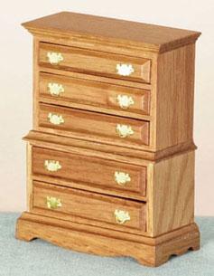 Image of Dollhouse Miniature Oak Chest of Drawers