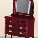 Image of Dollhouse Miniature Mahogany Dresser with Mirror