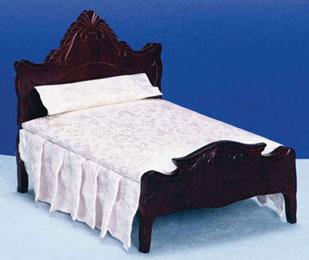 Image of Dollhouse Miniature Mahogany Double Bed