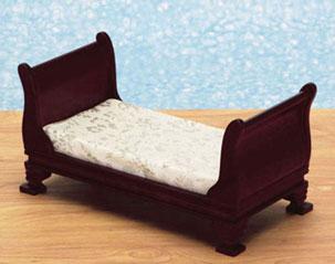 Image of Dollhouse Miniature Mahogany Single Sleigh Bed