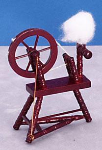 Image of Dollhouse Miniature Mahogany Spinning Wheel
