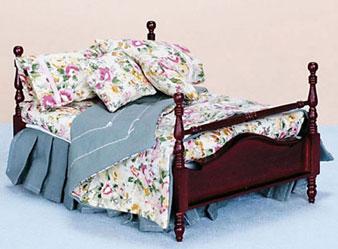 Image of Dollhouse Miniature Mahogany Four Poster Bed