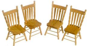 Image of Dollhouse Miniature Oak Chairs - Set of 4