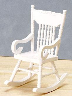 Image of Dollhouse Miniature White Rocking Chair