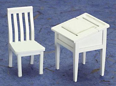 Image of Dollhouse Miniature Child's Desk & Chair Set