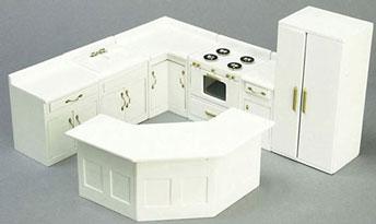 Image of Dollhouse Miniature White Kitchen Set