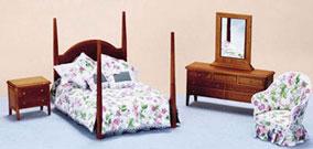 Image of Dollhouse Miniature Maple Bedroom Set