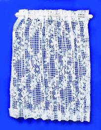 Image of Dollhouse Miniature Curtains: Flowered Lace Sheer, White BB50002