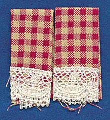 Image of Dollhouse Miniature Country Red Dish Towels