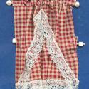 Image of Dollhouse Miniature Curtains - Country Red Check
