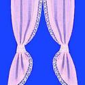 Image of Dollhouse Miniature Demi Curtains: Tie Back, Pink