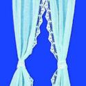 Image of Dollhouse Miniature Tie Back: Ruffled Sheer, Blue