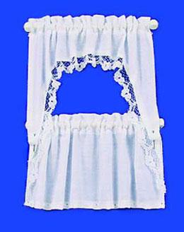 Image of Dollhouse Miniature Curtains: Ruffled Cape Set, White