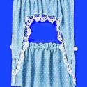 Image of Dollhouse Miniature Curtains: Ruffled Cape, Blue Dots