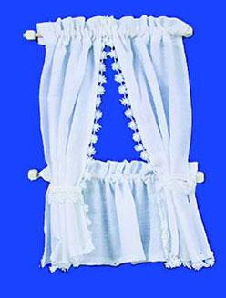 Image of Dollhouse Miniature Cabin Curtains - White