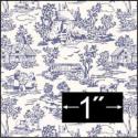 Image of Dollhouse Miniature Wallpaper - Champagne Toile Blue