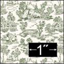 Image of Dollhouse Miniature Wallpaper - Champagne Toile Green